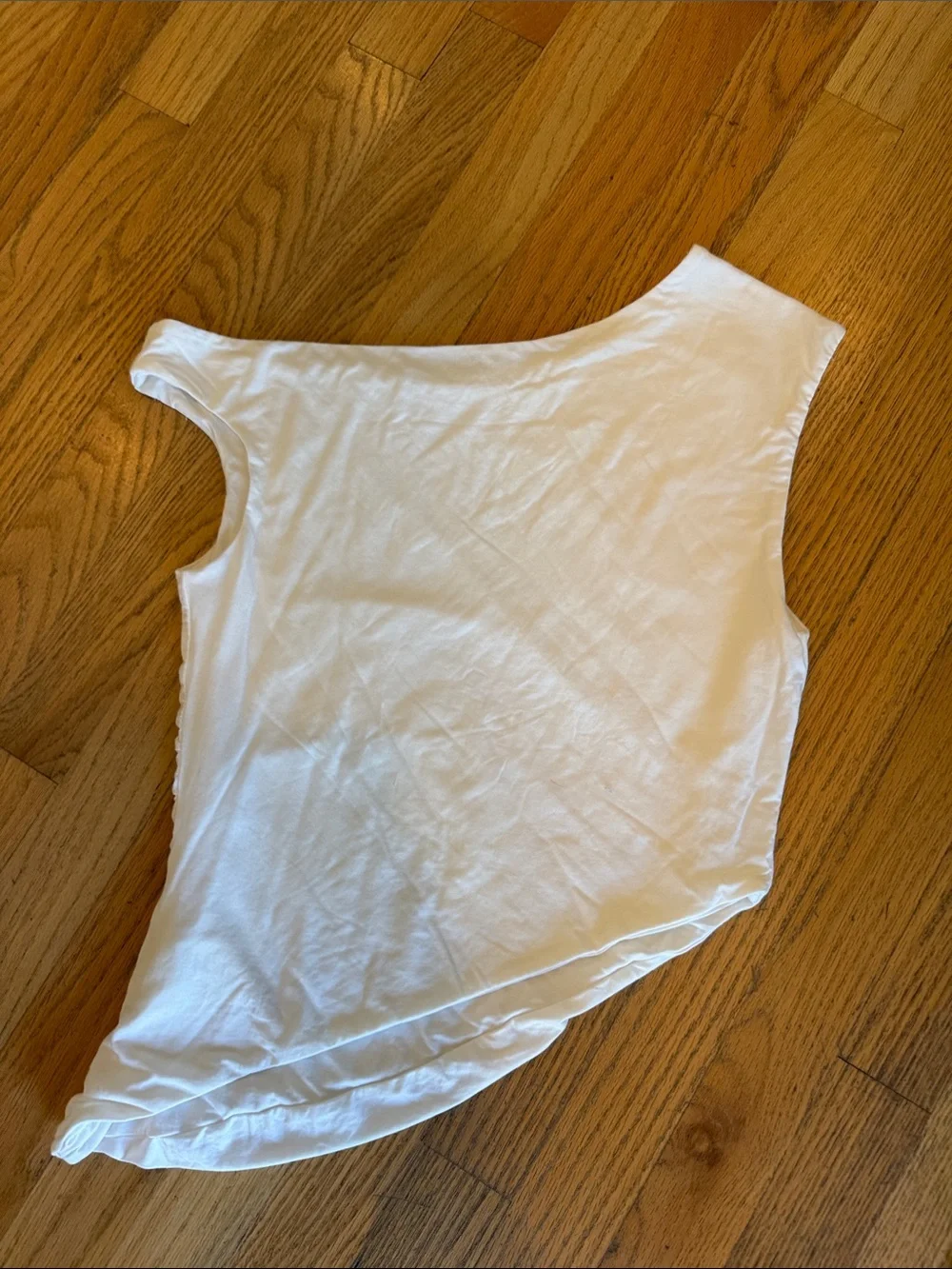 Asymmetric One-Shoulder White Tank Top medium sexy stylish - Picture 6 of 6